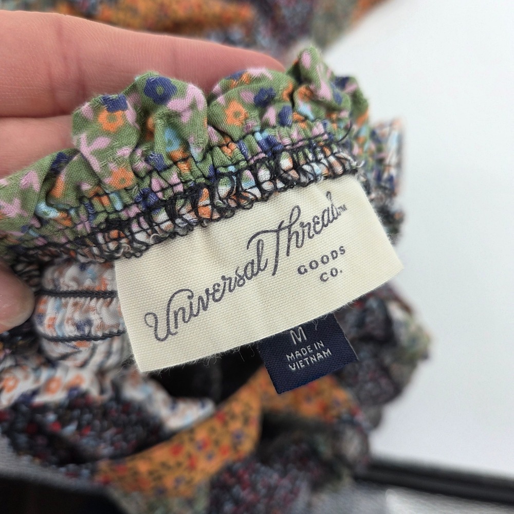 Universal Threads Patchwork Floral Smocked Midi D… - image 5